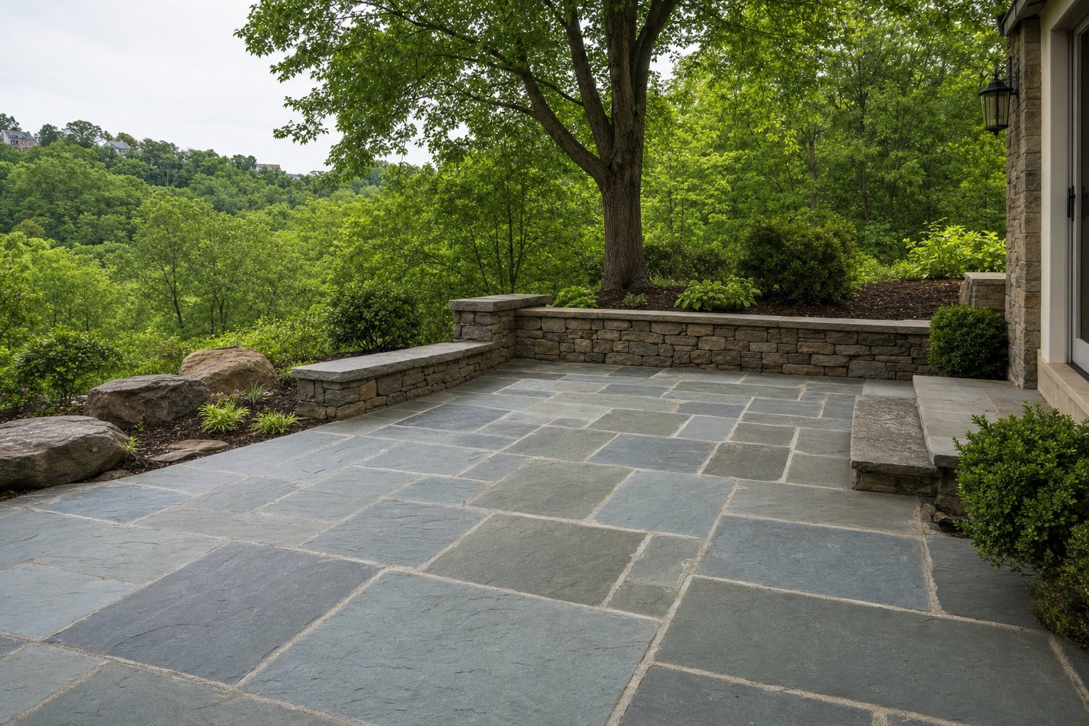 Finished Pennsylvania bluestone patio