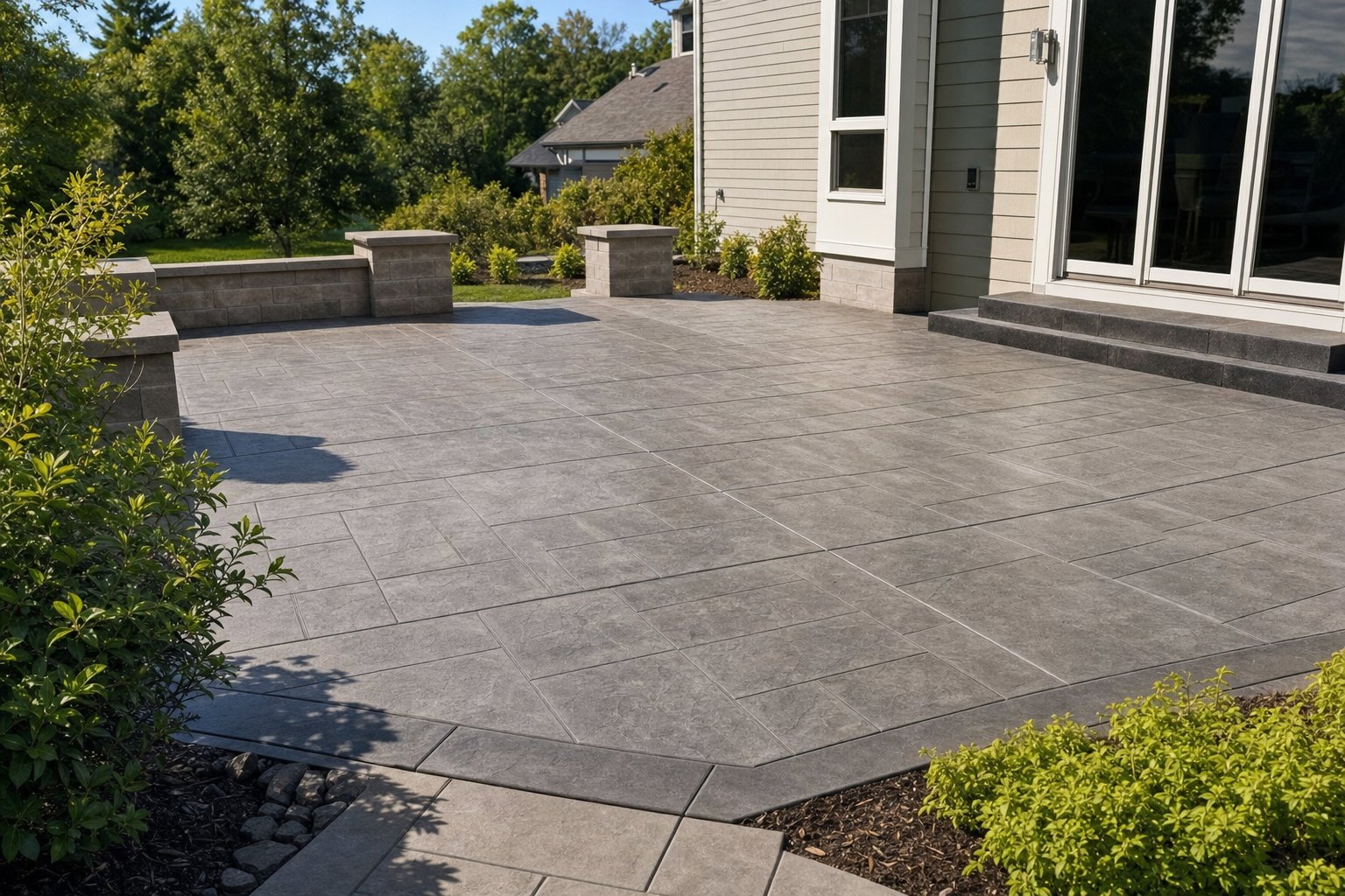 Finished stamped concrete patio